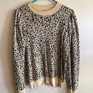 Who What Wear Puff Sleeve Leopard Patterned Sweater